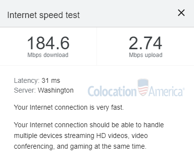 colocation america speed test