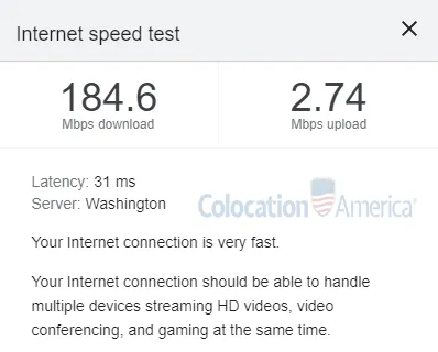 colocation america speed test